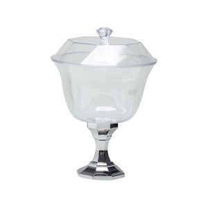 TAÇA C/TAMPA CROMADA PRATA