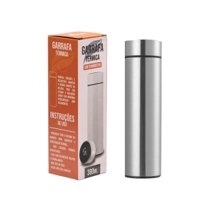 GARRAFA TÉRMICA C/TERMOMETRO PRATA