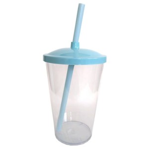 COPO C/TAMPA E CANUDO 500ML AZUL BB