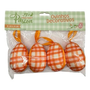OVOS DECORATIVOS PÁSCOA  PCT C/4 LARANJA